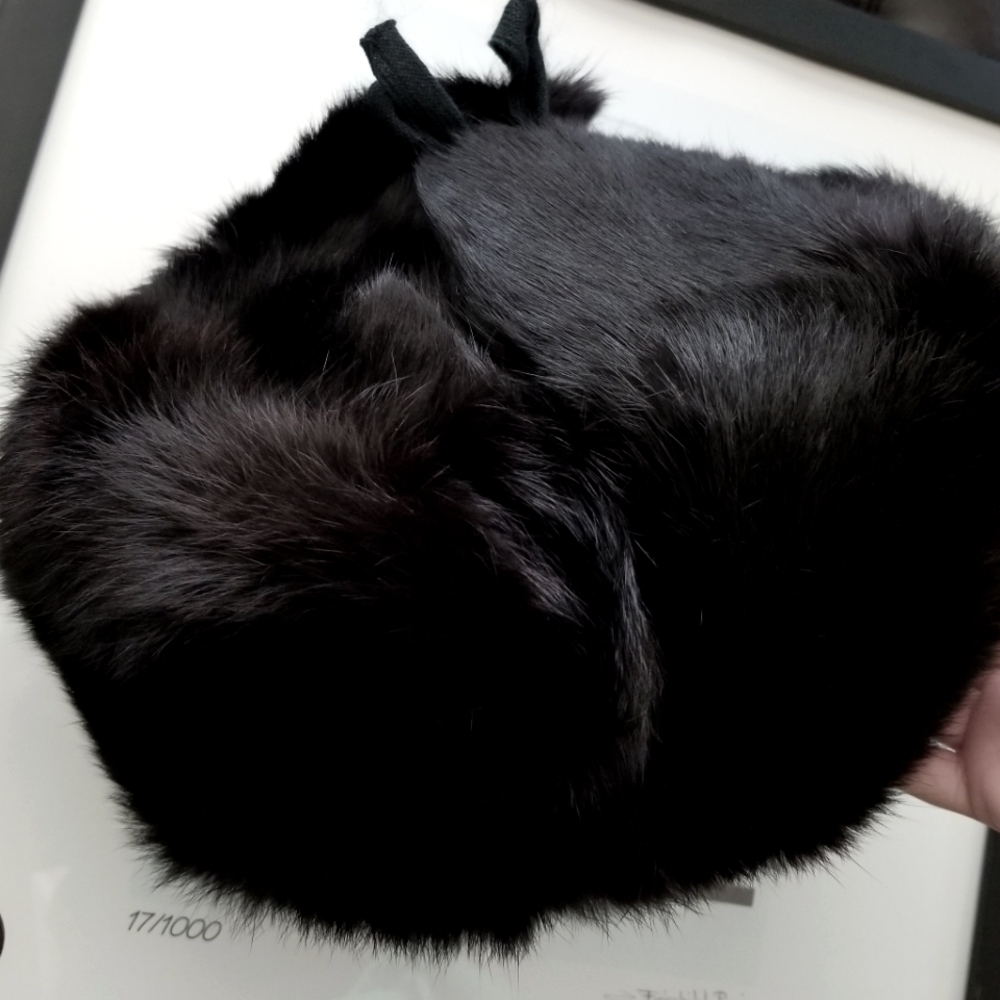❗1960s Mink Winter Pillbox Hat Black❗